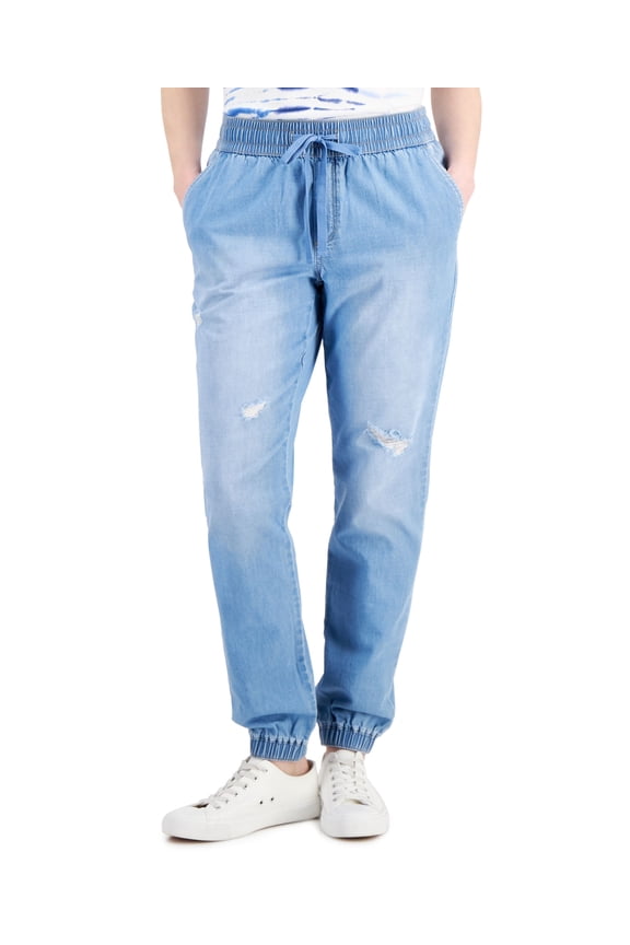 Style & Co Cotton Ripped Track Jeans Princeton Wash 2XL