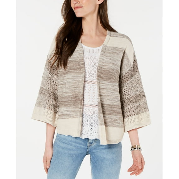 Style & Co Cotton Space Dyed Cardigan Neutral Combo S