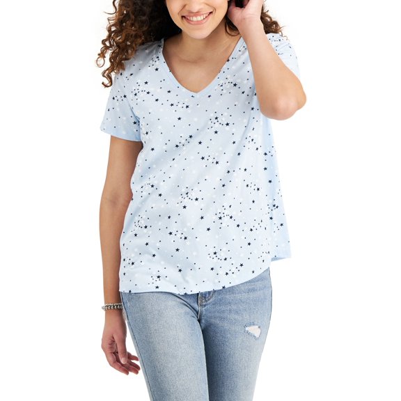 Style & Co Cotton Sunset Stars T-Shirt Blue Stars S
