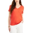 thumbnail image 1 of Style & Co Cotton V Neck T-Shirt Cherry Bliss 2XL, 1 of 1