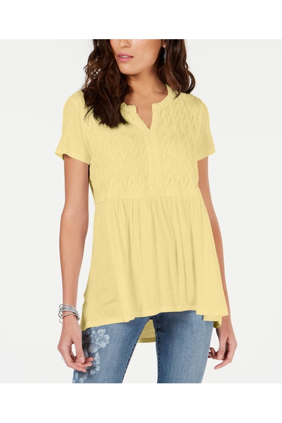 Style & Co Crochet Bib High Low Top Soft Sun S