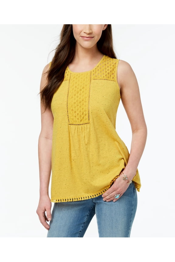 Style & Co Crochet Trim Tank Top Tumeric S