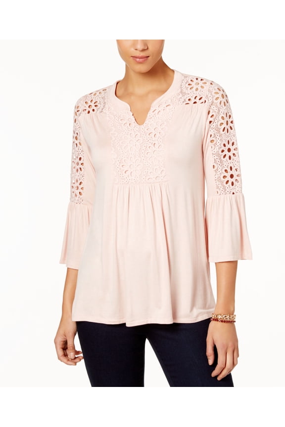 Style & Co Crocheted High Low Top Crushed Petal S