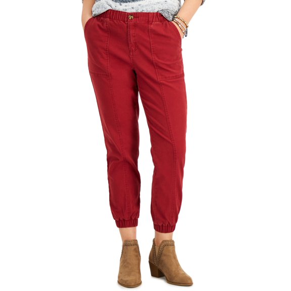 Style & Co Cropped Cotton Utility Pants Merlot XL