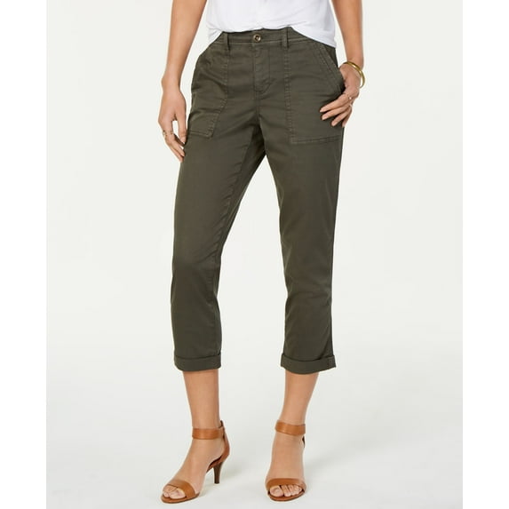 Style & Co Cuffed Capri Pants Green Licorice 4