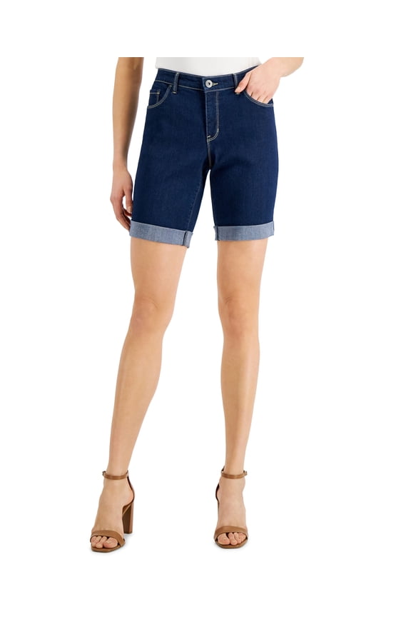 Style & Co Cuffed Denim Bermuda Shorts Rinse 8