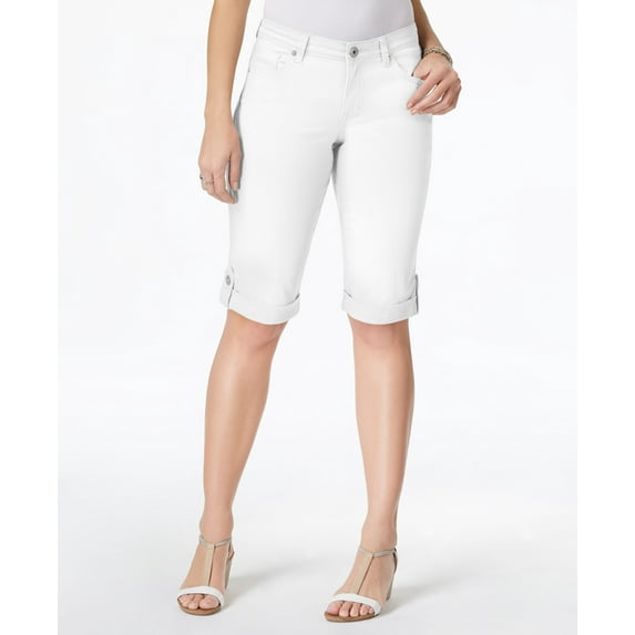Style & Co Cuffed Denim Skimmer Shorts (Bright White, 12)