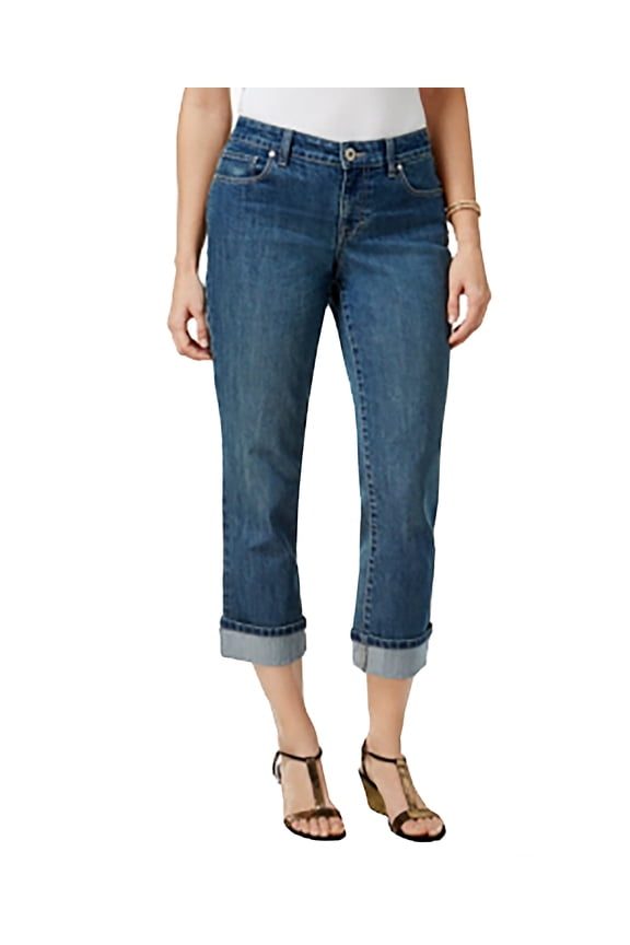 Cuffed Rinse Wash Curvy-Fit Jeans (Marine, 4)