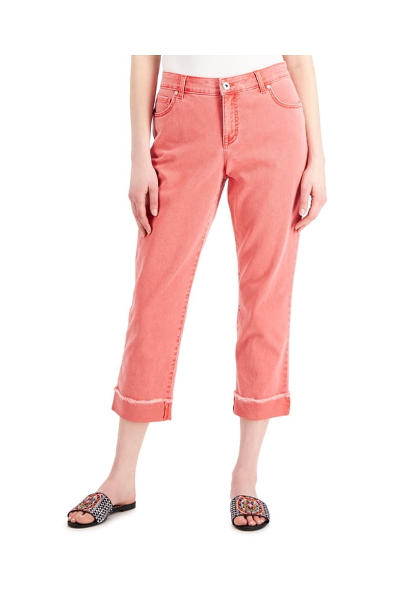 Style & Co Curvy Cuffed Capri Jeans Cherry Bliss 6