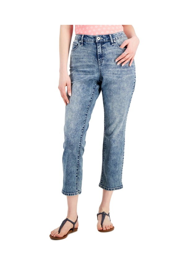 Style & Co Curvy Cuffed Capri Jeans Drama Queen 16