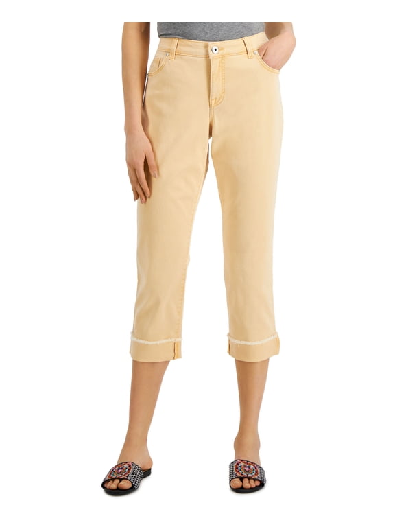 Style & Co Curvy Cuffed Capri Jeans Soft Sherbert 14