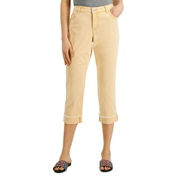 Style & Co Curvy Cuffed Capri Jeans Soft Sherbert 6