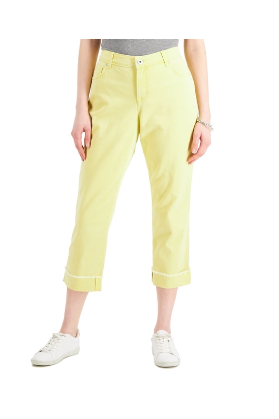 Style & Co Curvy Cuffed Capri Jeans Sunbeam Yellow 10