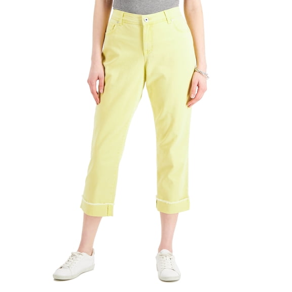 Style & Co Curvy Cuffed Capri Jeans Sunbeam Yellow 12