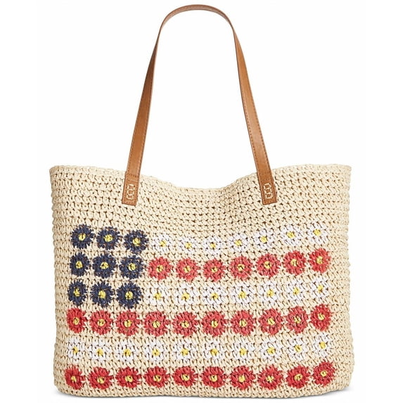 NWT Style & Co Daisy Flag Beach Bag Straw Tote