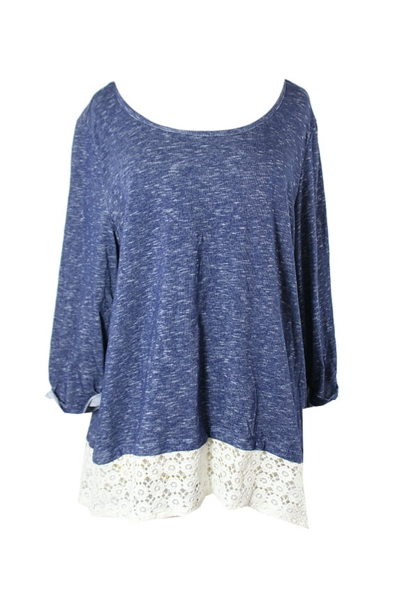 Style Co Denim Blue Crochet-Hem Top S