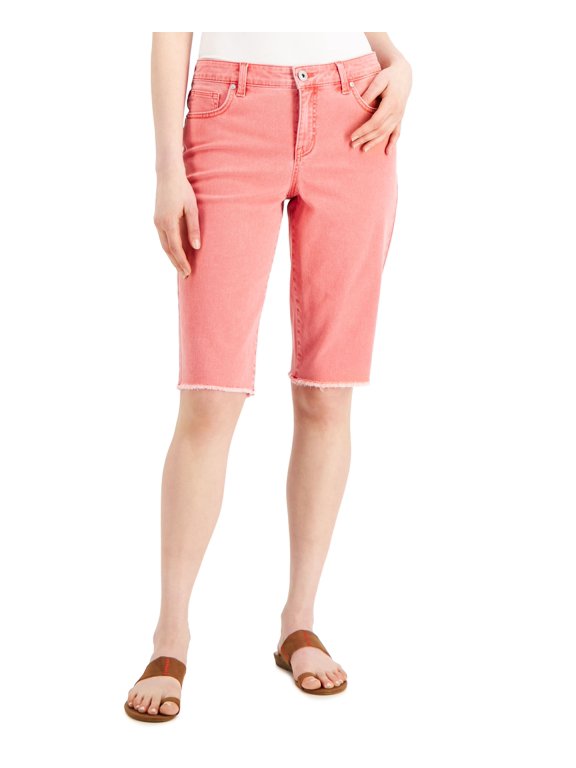 Style & Co Denim Raw Edge Bermuda Shorts Cherry Bliss 4