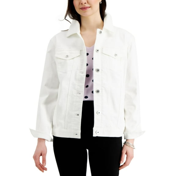 Style & Co Denim Trucker Jacket Bright White S