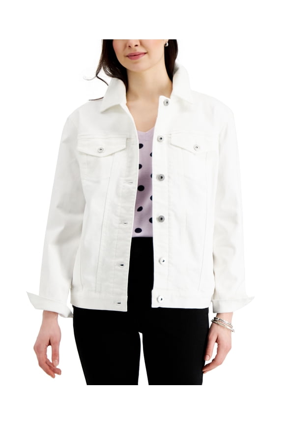 Style & Co Denim Trucker Jacket Bright White S