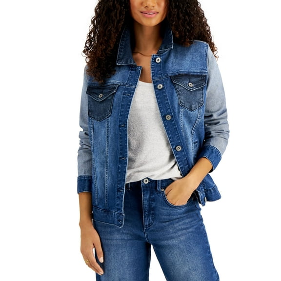 Style & Co Denim Trucker Jacket Honeybee Wash L