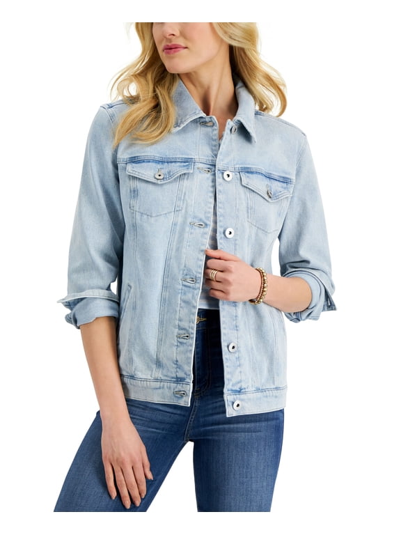 Style & Co Denim Trucker Jacket Powder Blue L