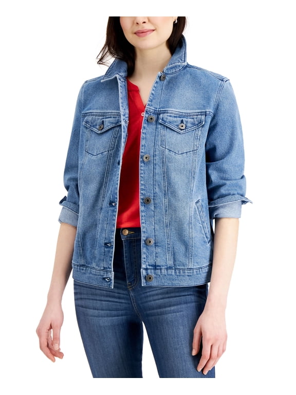 Style & Co Denim Trucker Jacket Splatter Paint M