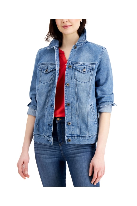 Style & Co Denim Trucker Jacket Splatter Paint M