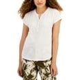 thumbnail image 1 of Style & Co Dolman Sleeve Henley Linen Blend Top Coconut Cream XS, 1 of 1