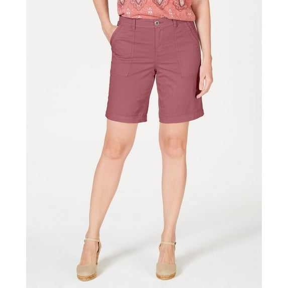 Style & Co Double Pocket Cuffed Shorts Red Salmon 12