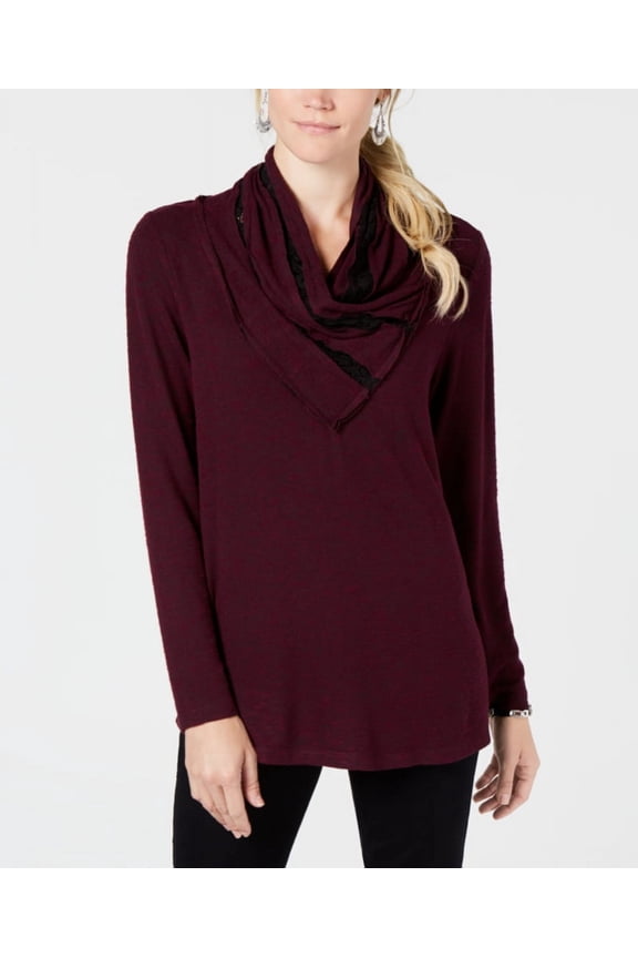 Style & Co Draped Neck Top Plum M