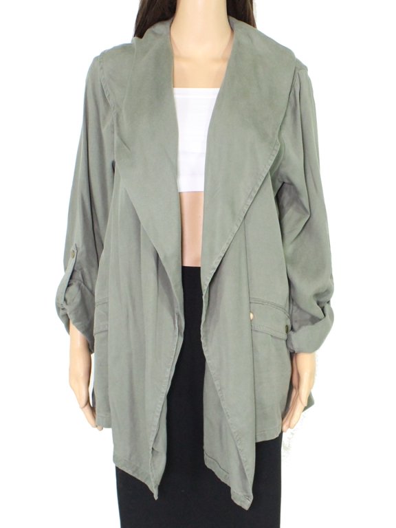 Style & Co Draped Open Front Jacket Co Sage L