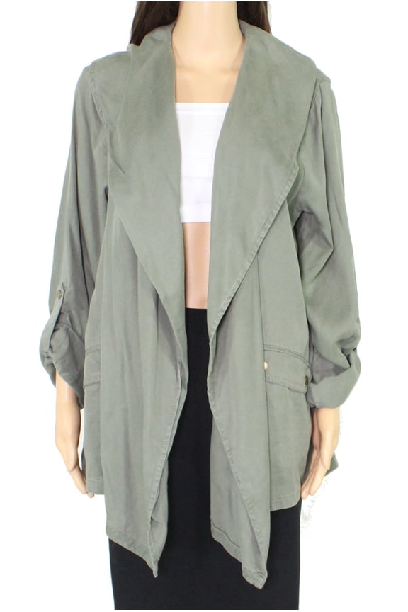 Style & Co Draped Open Front Jacket Co Sage L