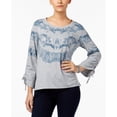 thumbnail image 1 of Style & Co Drawstring Sleeve Printed Top Whirlwind Dye XL, 1 of 1