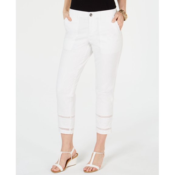 Style & Co Embroidered Hem Capri Pants Bright White 18
