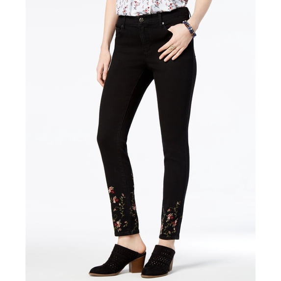Style & Co Embroidered Skinny Jeans Black Rinse 4