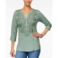 thumbnail image 1 of Style & Co Embroidered Top Dusty Jade S, 1 of 1