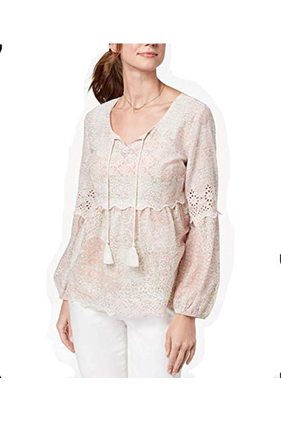 Style Co Eyelet Bell-Sleeve Top Subtle Rose (XXL)