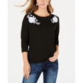 thumbnail image 1 of Style & Co Floral Applique Sweatshirt Black Applique M, 1 of 4