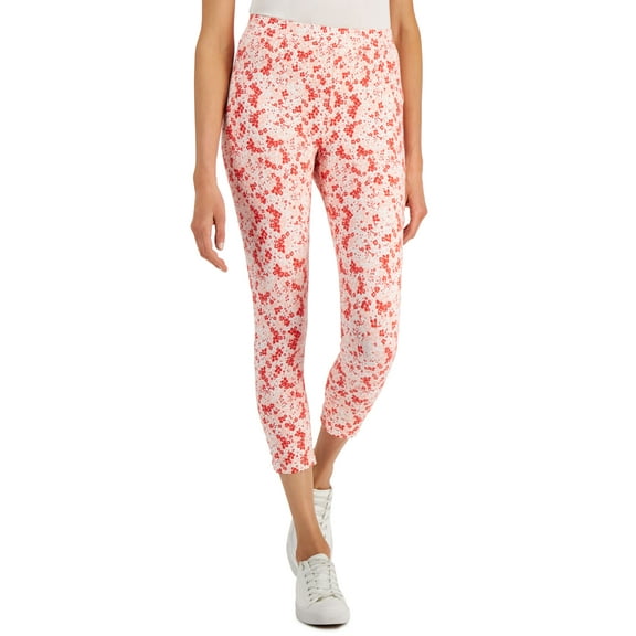 Style & Co Floral-Print Capri Leggings Spring Cherry M