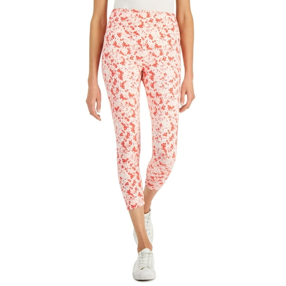 Style & Co Floral Print High Rise Capri Leggings Spring Cherry M