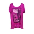 thumbnail image 1 of Style & Co. French Fuchsia Mesh Layer Look Graphic T-Shirt, Women's XL, 1 of 3