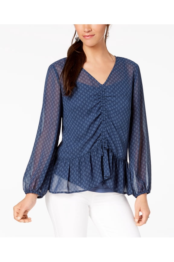 Style & Co Geo Print Cinched Top Geo Twist M