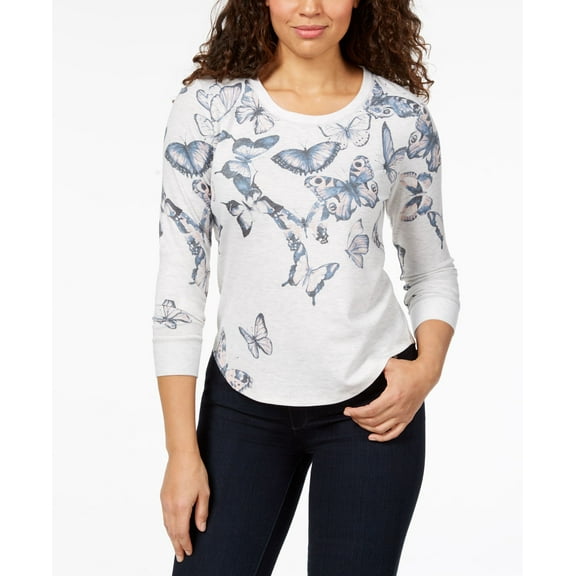 Style & Co Graphic Sweatshirt Flying Butterflies XS