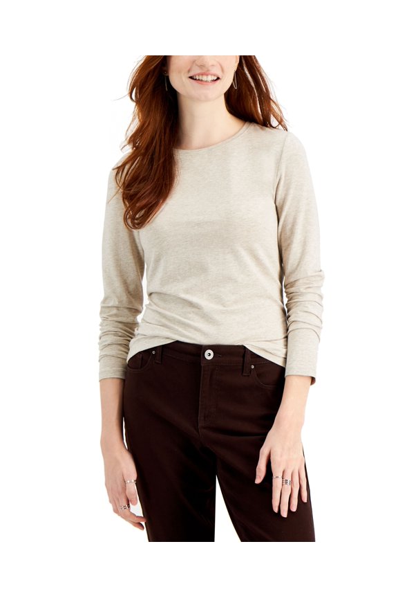 Style & Co Heathered Crewneck Top Hammock Heather S