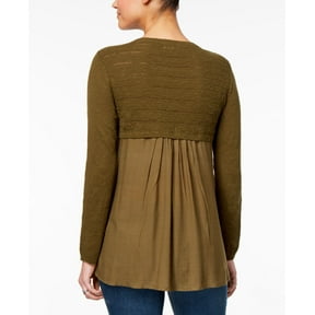 Style & Co High Low Contrast Sweater Ivy S