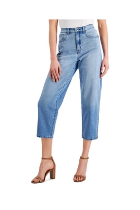 Style & Co High Rise Straight Cropped Mom Jeans Mom Splatter Paint 4