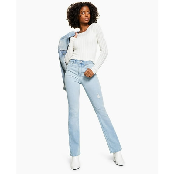 Style & Co High Rise Vintage Classic Distressed Boot Cut Jeans Heartland 16