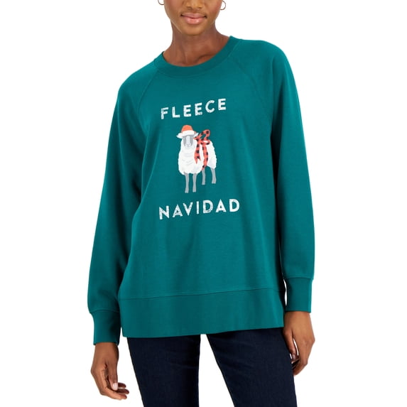 Style & Co Holiday Graphic Sweatshirt Fleece Navidad 2XL