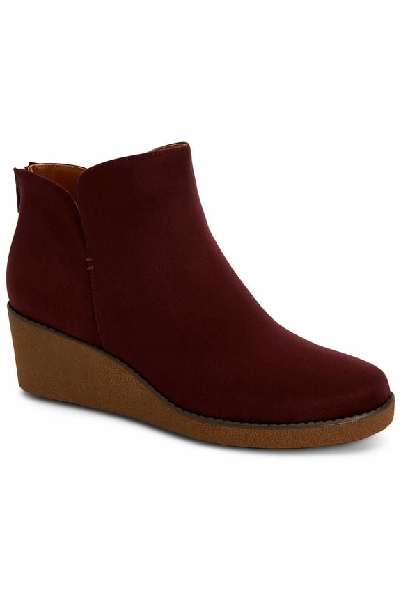 Style & Co Jarodd Crepe Wedge Booties Wine Size 6.5M
