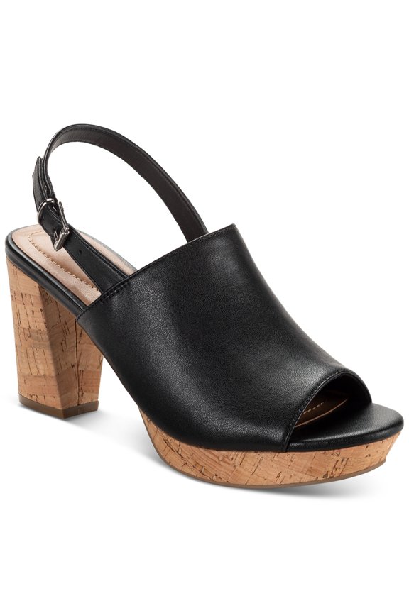 Style Co Jenisee Slingback Cork Platfor Black 10M